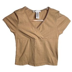 White Fawn Brown/Nude Criss Cross Crop Top
